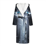 Dark Night UFO Print Hooded Bathrobe