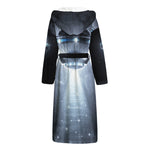 Dark Night UFO Print Hooded Bathrobe