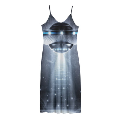 Dark Night UFO Print Jersey Midi Cami Dress