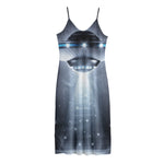 Dark Night UFO Print Jersey Midi Cami Dress
