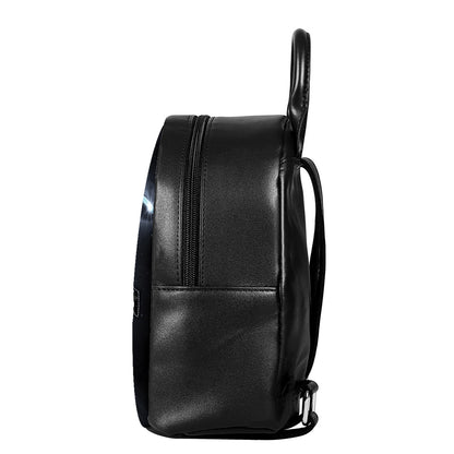Dark Night UFO Print Leather Backpack