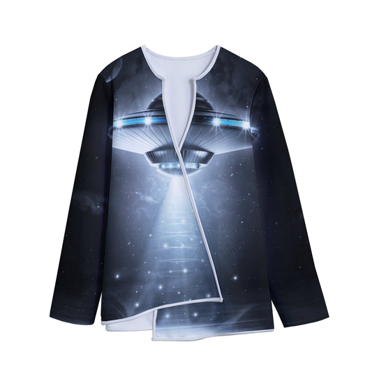 Dark Night UFO Print Long Sleeve Short Coat