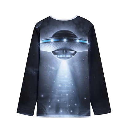 Dark Night UFO Print Long Sleeve Short Coat