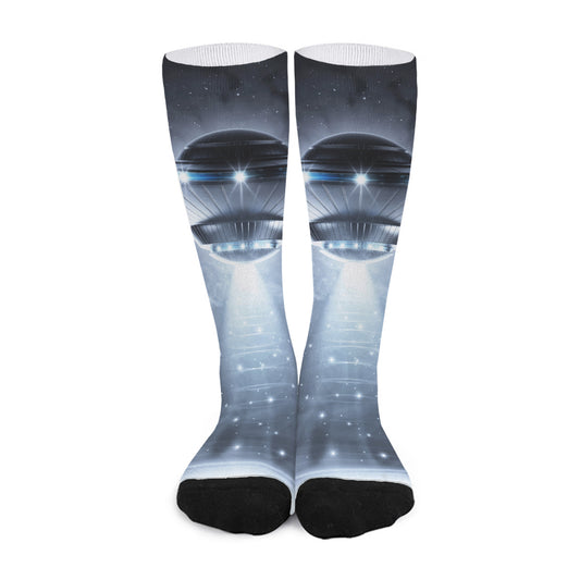 Dark Night UFO Print Long Socks