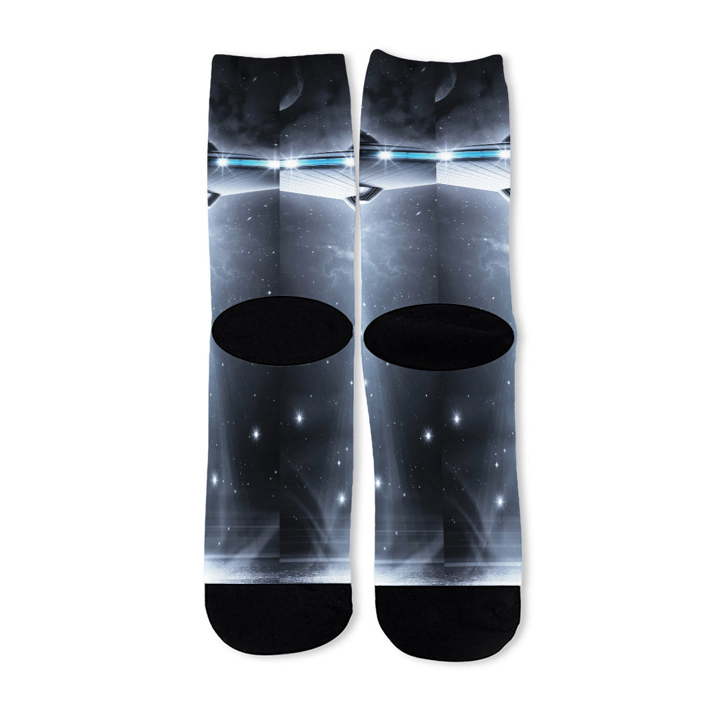 Dark Night UFO Print Long Socks
