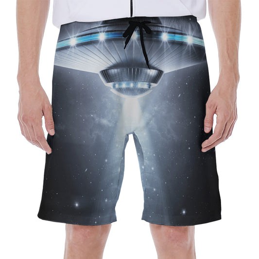 Dark Night UFO Print Men's Beach Shorts