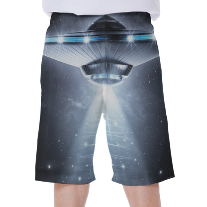 Dark Night UFO Print Men's Beach Shorts