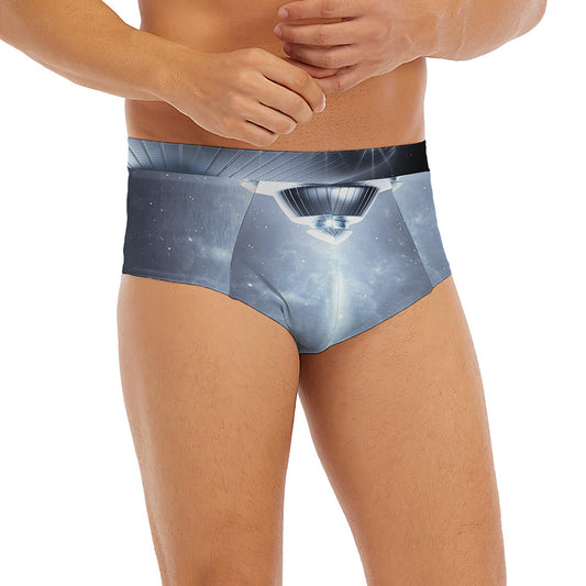 Dark Night UFO Print Men's Briefs