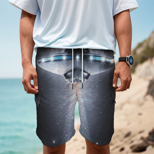 Dark Night UFO Print Men's Cargo Shorts