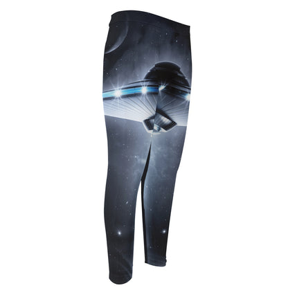 Dark Night UFO Print Men's Compression Pants