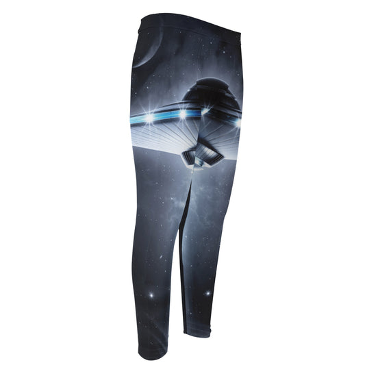 Dark Night UFO Print Men's Compression Pants