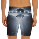 Dark Night UFO Print Men's Long Boxer Briefs