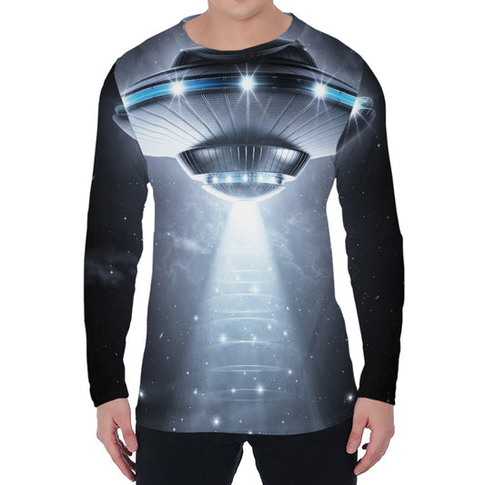 Dark Night UFO Print Men's Long Sleeve T-Shirt