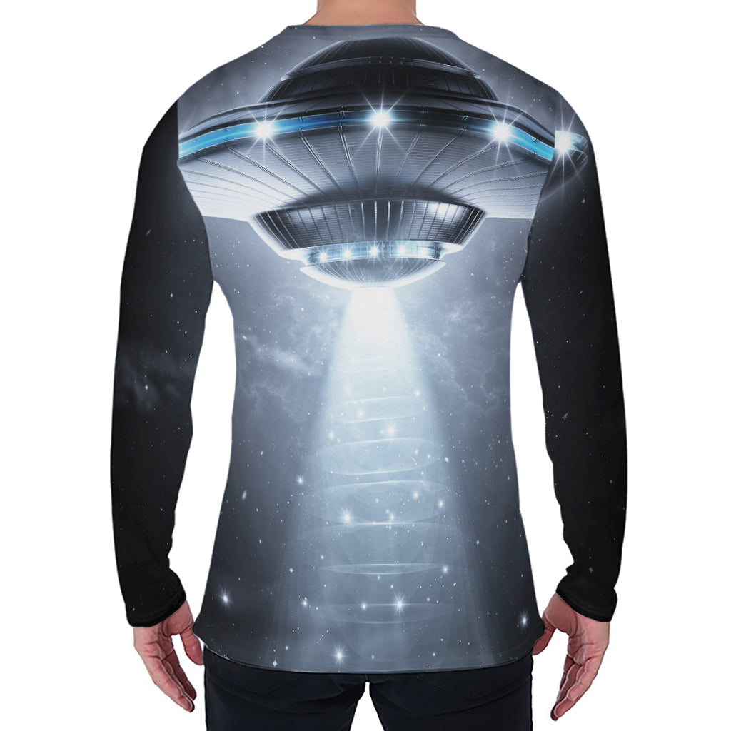 Dark Night UFO Print Men's Long Sleeve T-Shirt