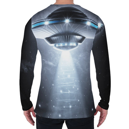 Dark Night UFO Print Men's Long Sleeve T-Shirt