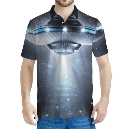 Dark Night UFO Print Men's Polo Shirt
