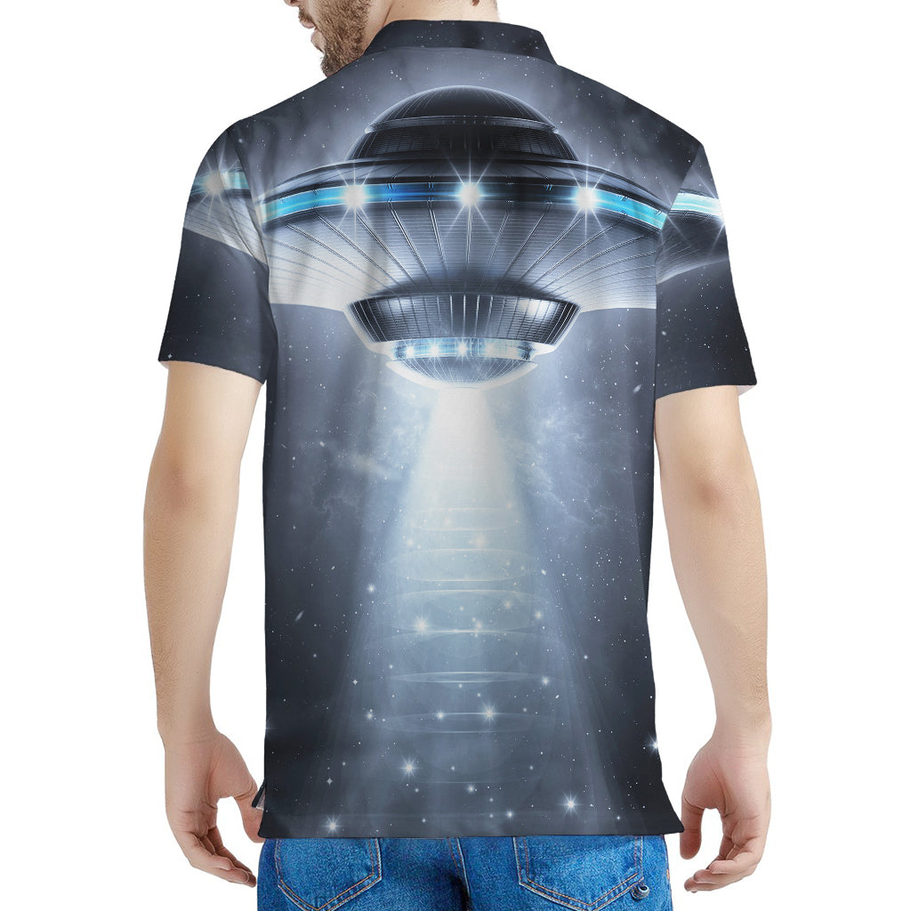 Dark Night UFO Print Men's Polo Shirt