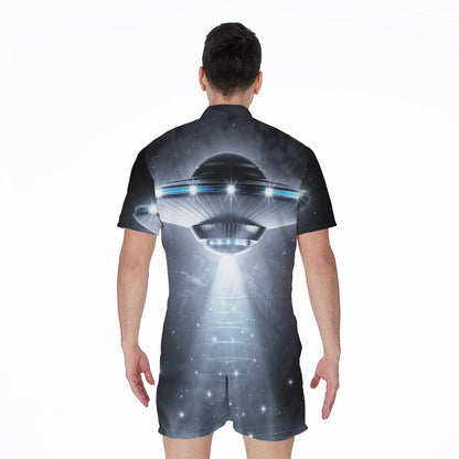 Dark Night UFO Print Men's Rompers