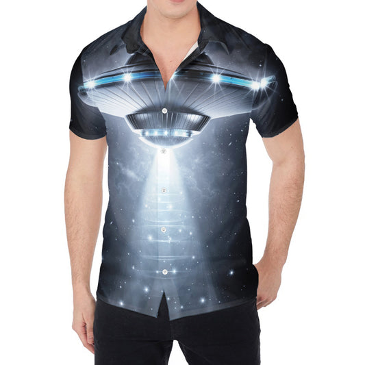 Dark Night UFO Print Men's Shirt