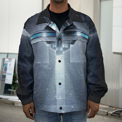 Dark Night UFO Print Men's Shirt Jacket