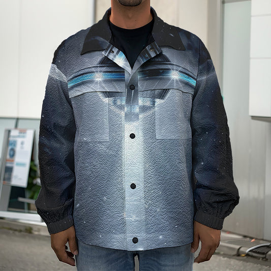 Dark Night UFO Print Men's Shirt Jacket