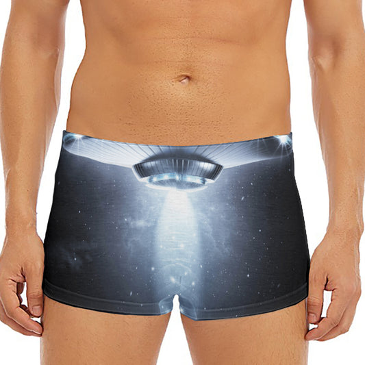 Dark Night UFO Print Men's Short Boxer Briefs