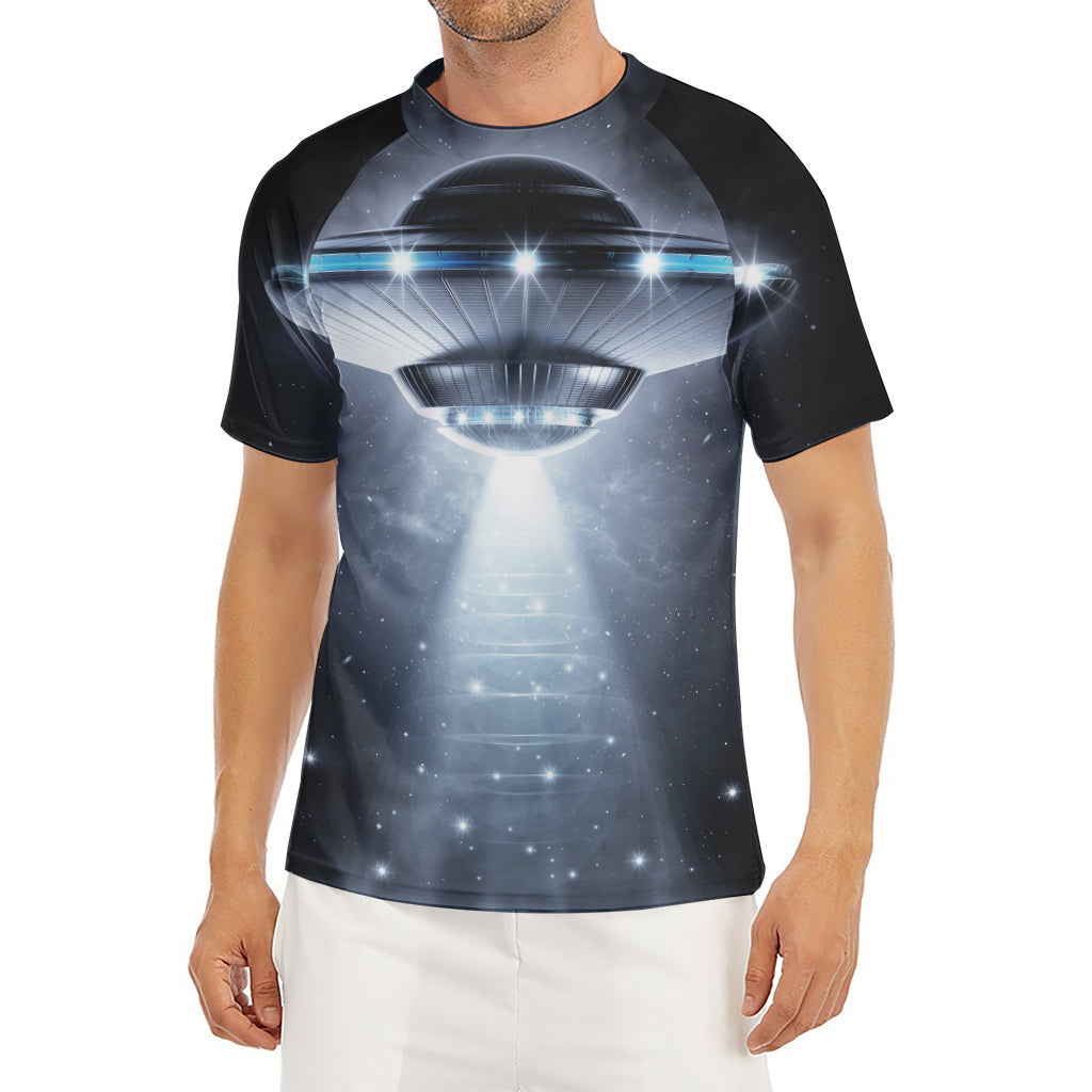 Dark Night UFO Print Men's Short Sleeve Rash Guard