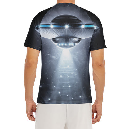 Dark Night UFO Print Men's Short Sleeve Rash Guard