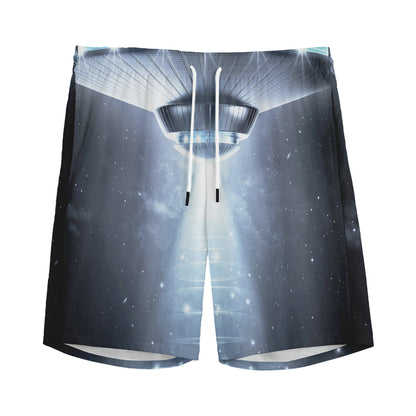 Dark Night UFO Print Men's Sports Shorts