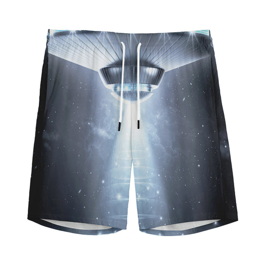 Dark Night UFO Print Men's Sports Shorts