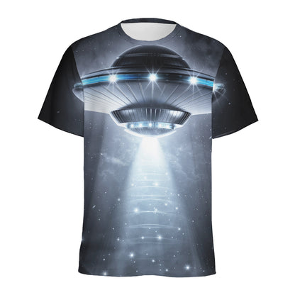 Dark Night UFO Print Men's Sports T-Shirt