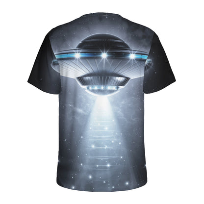 Dark Night UFO Print Men's Sports T-Shirt