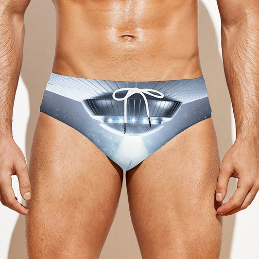 Dark Night UFO Print Men's Swim Briefs