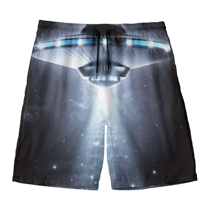 Dark Night UFO Print Men's Swim Trunks