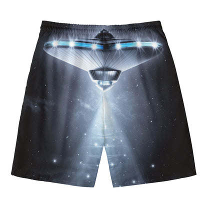 Dark Night UFO Print Men's Swim Trunks