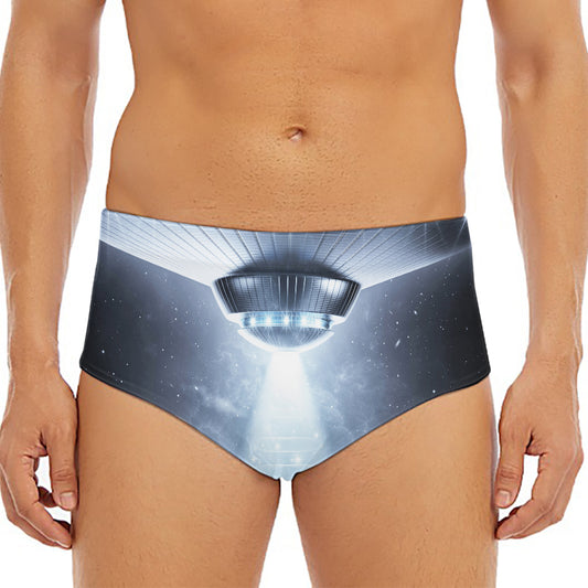 Dark Night UFO Print Men's Triangle Swim Briefs