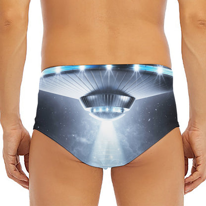 Dark Night UFO Print Men's Triangle Swim Briefs