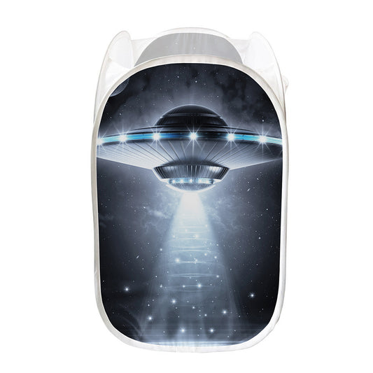 Dark Night UFO Print Mesh Laundry Hamper