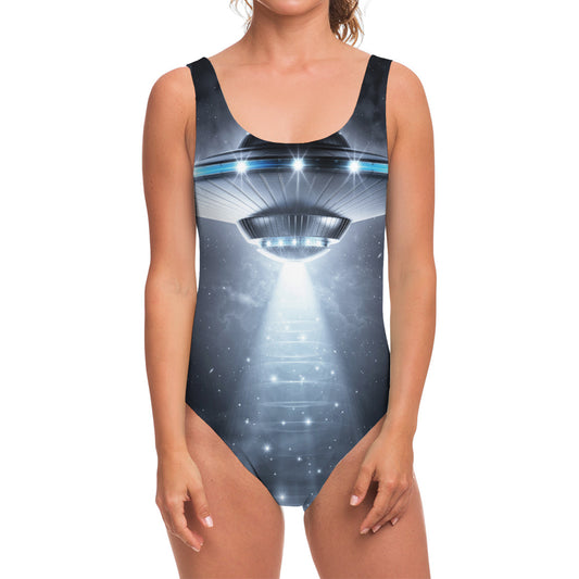 Dark Night UFO Print One Piece Swimsuit