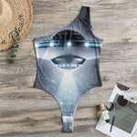 Dark Night UFO Print One Shoulder Bodysuit