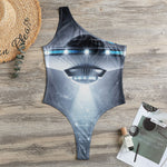 Dark Night UFO Print One Shoulder Bodysuit