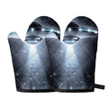 Dark Night UFO Print Oven Mitts
