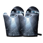 Dark Night UFO Print Oven Mitts