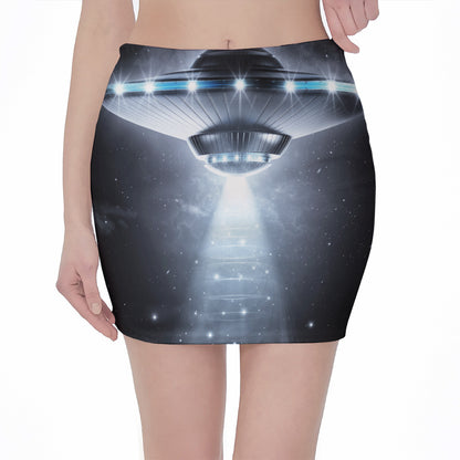 Dark Night UFO Print Pencil Mini Skirt