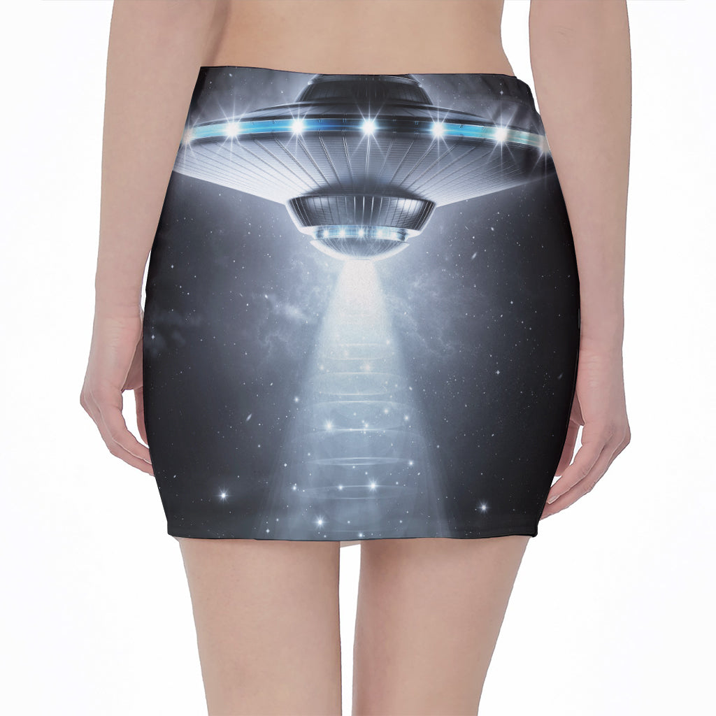 Dark Night UFO Print Pencil Mini Skirt