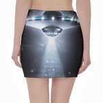 Dark Night UFO Print Pencil Mini Skirt
