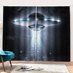 Dark Night UFO Print Pencil Pleat Curtains