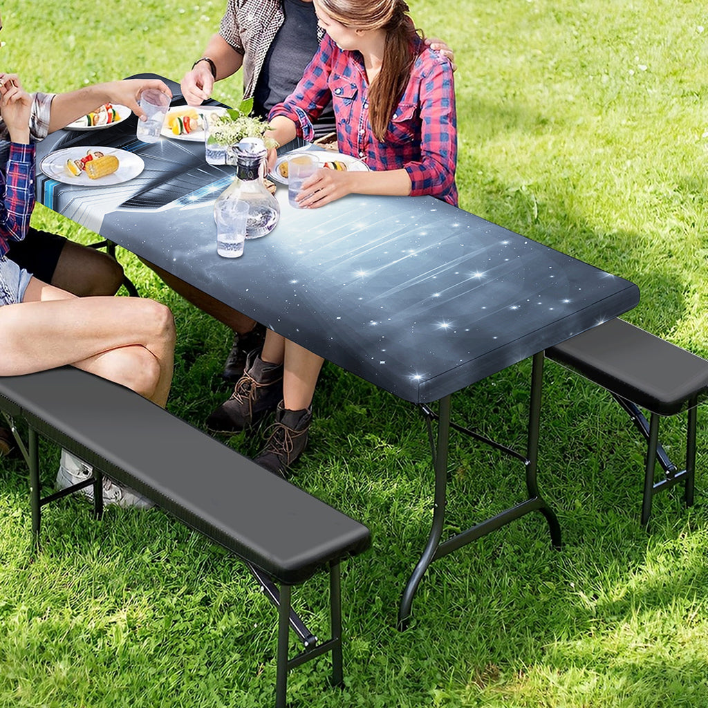 Dark Night UFO Print Picnic Table Cover