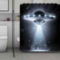 Dark Night UFO Print Polyester Shower Curtain
