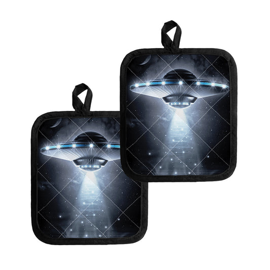 Dark Night UFO Print Pot Holders